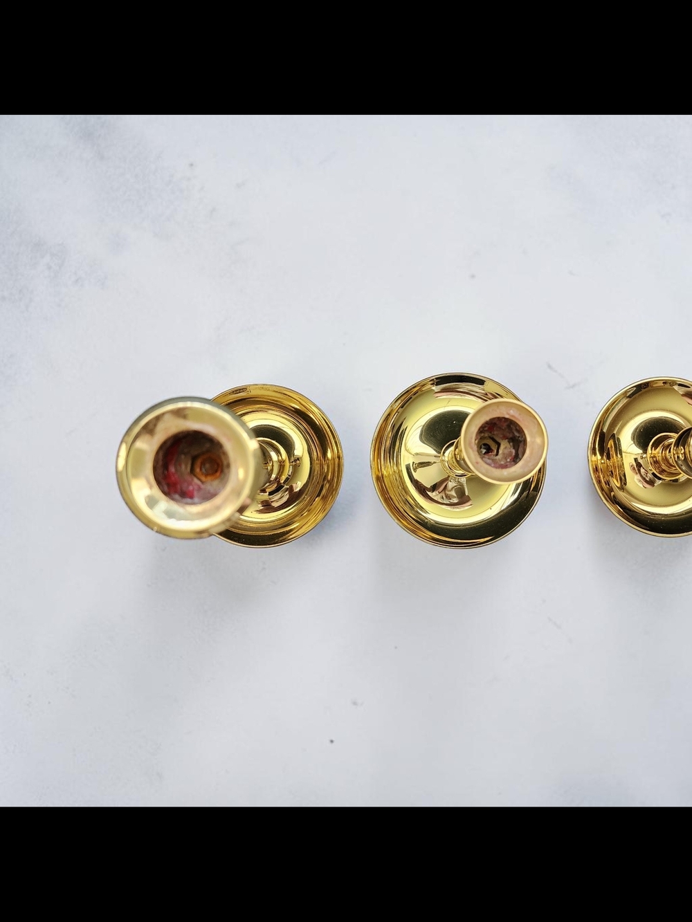Elegant Gold Brass Candle Holders Set of 3 - Picture 3 of 6